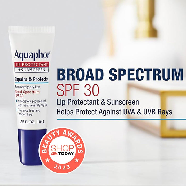 Aquaphor Juego de bálsamo labial para labios agrietados, bálsamo de...