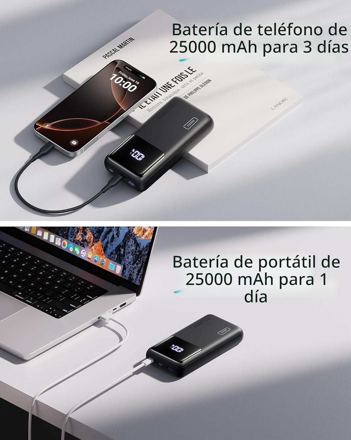 INIU Power Bank, 25000mAh 100W USB C Cargador portátil para laptop,...