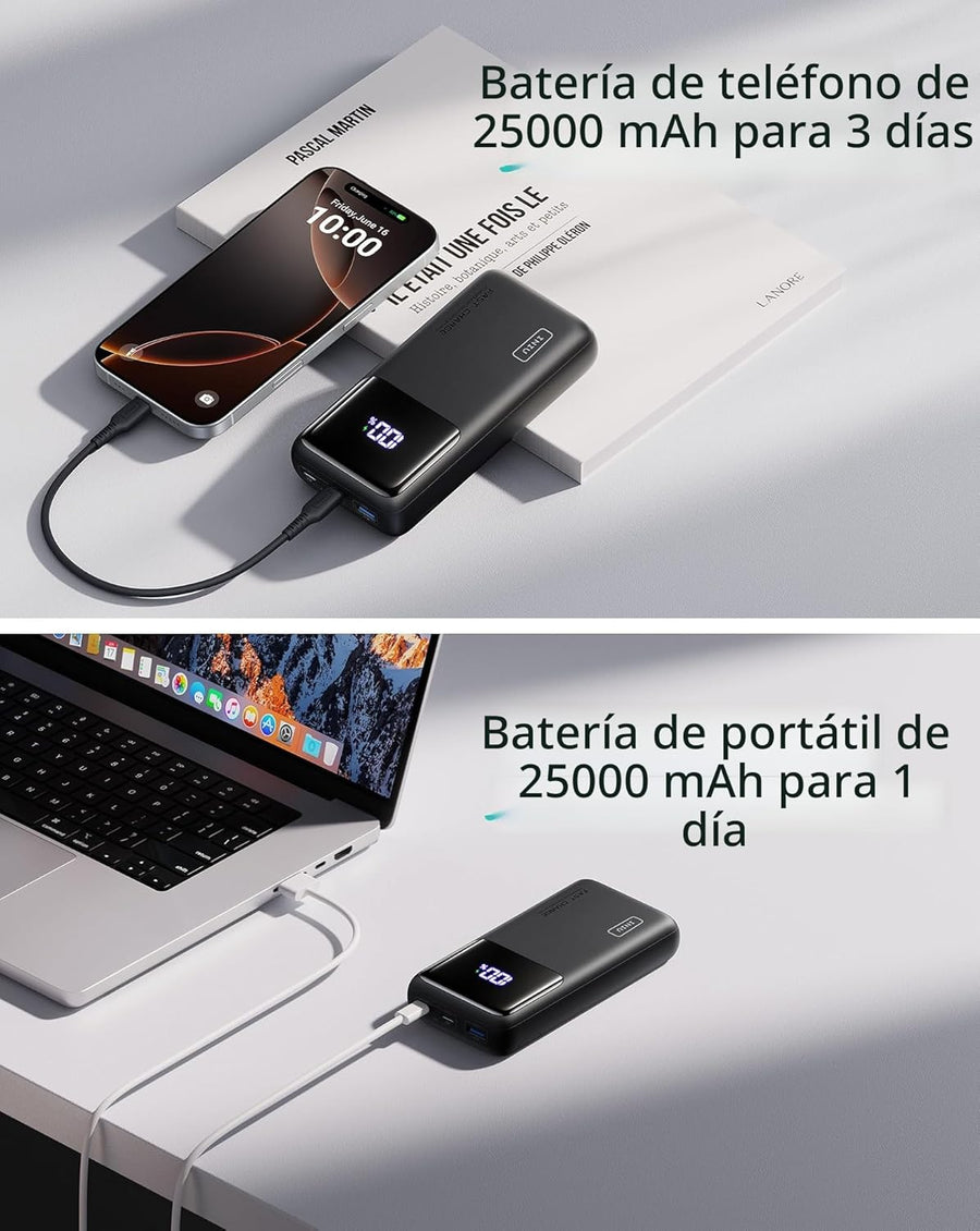 INIU Power Bank, 25000mAh 100W USB C Cargador portátil para laptop,...