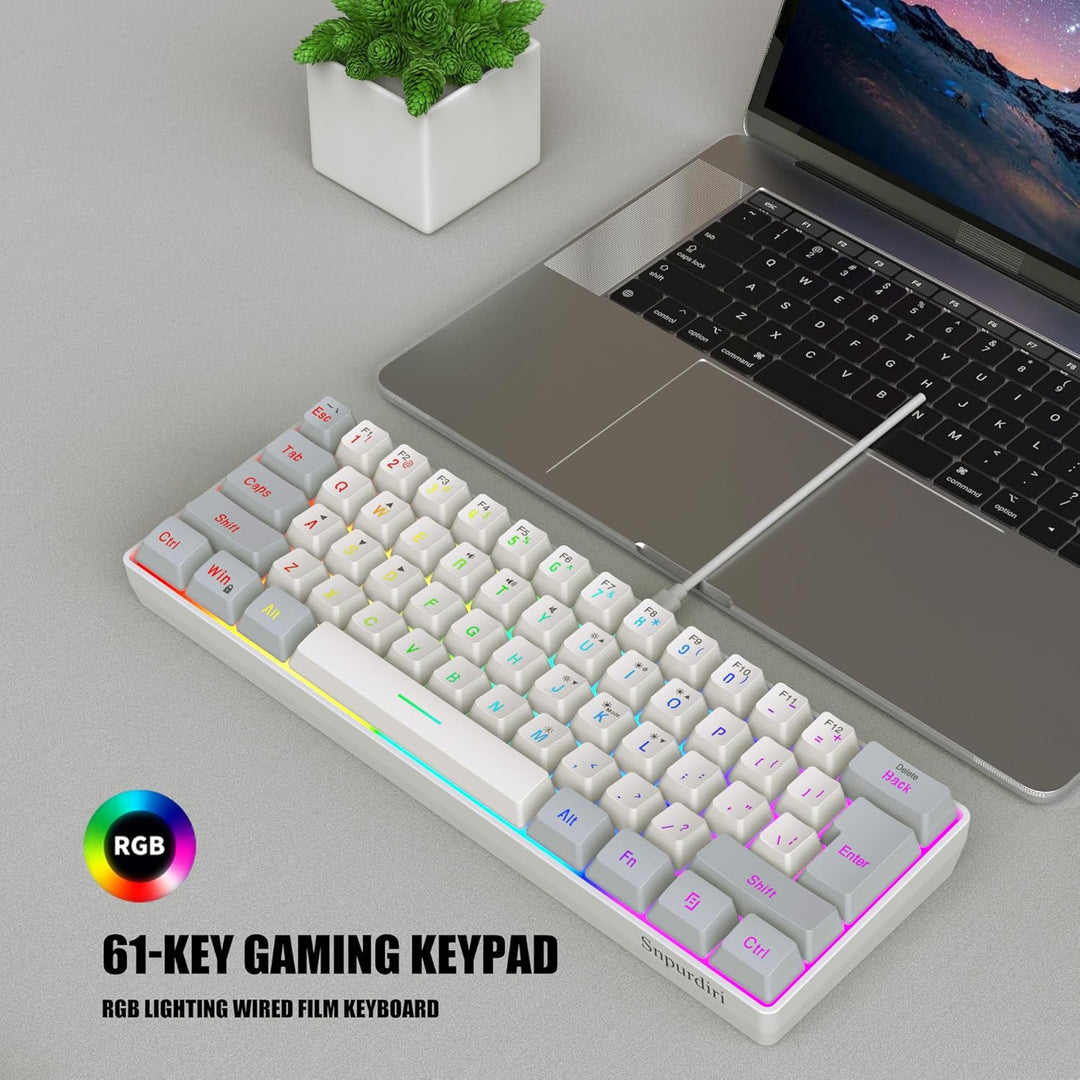Snpurdiri - Teclado para videojuegos 60% con cable, pequeño, retroi...