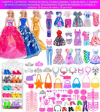 ebuddy 105 Pcs Juego de Muñeca y Armario Plyaset - Set de Wardrobe que Incluye Una Muñeca, Armario, Riel para Zapatos, Vestido, Colgantes y Colgadores de Zapatos