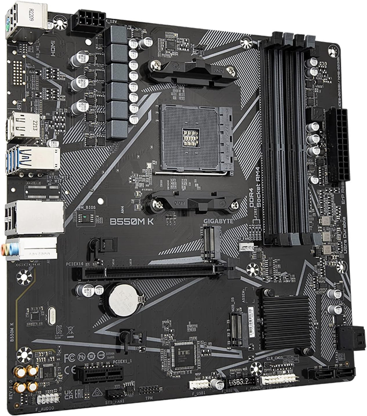 GIGABYTE Placa base B550M K AMD AM4 Micro-ATX, soporta procesadores...