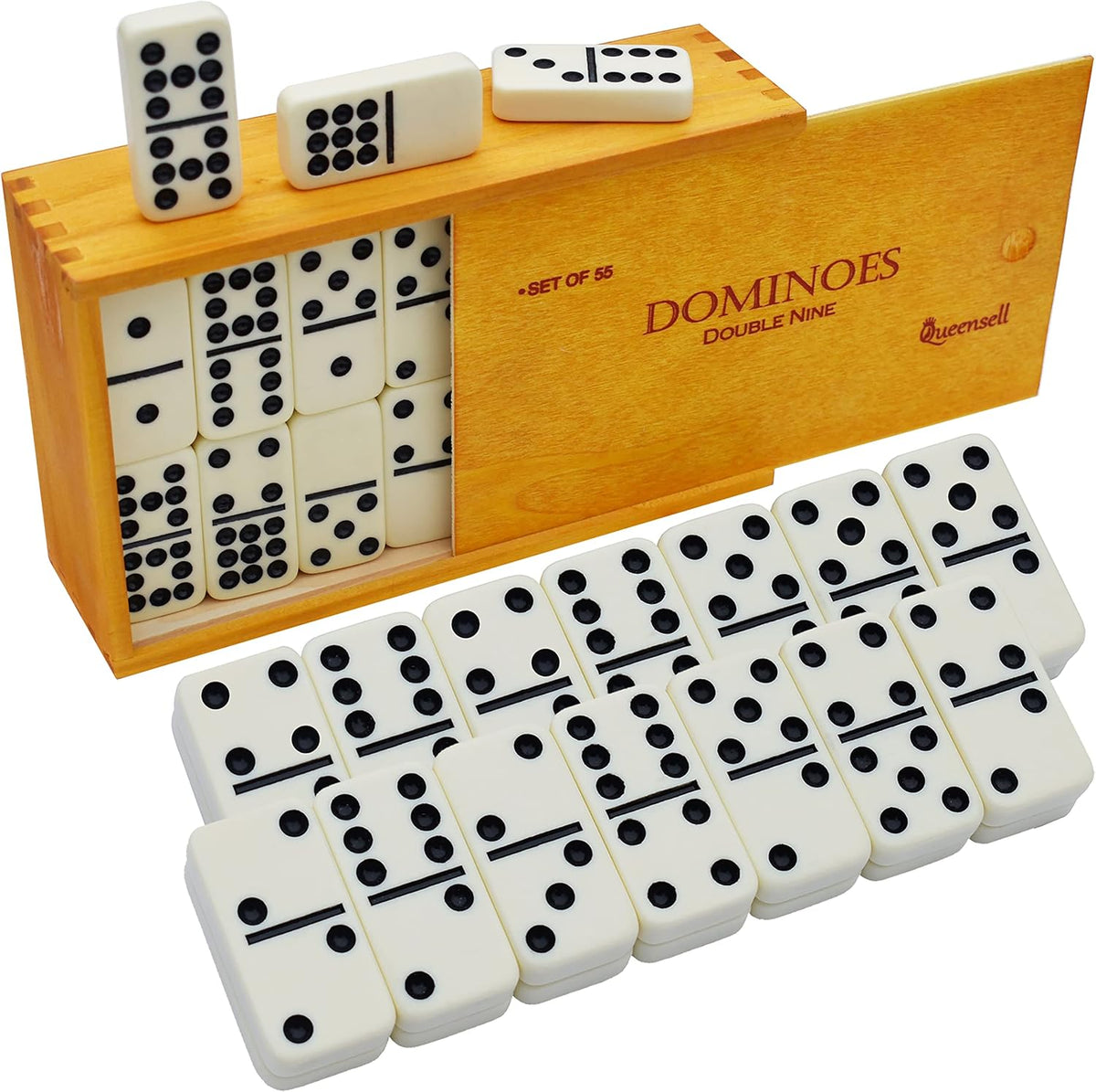 Juego de dominó doble 9 – Juego de dominó para adultos y niños a partir de 8 años – Juego de dominó doble nueve, juegos de mesa clásicos – Juego de dominó para noches de juego familiares – Juego de