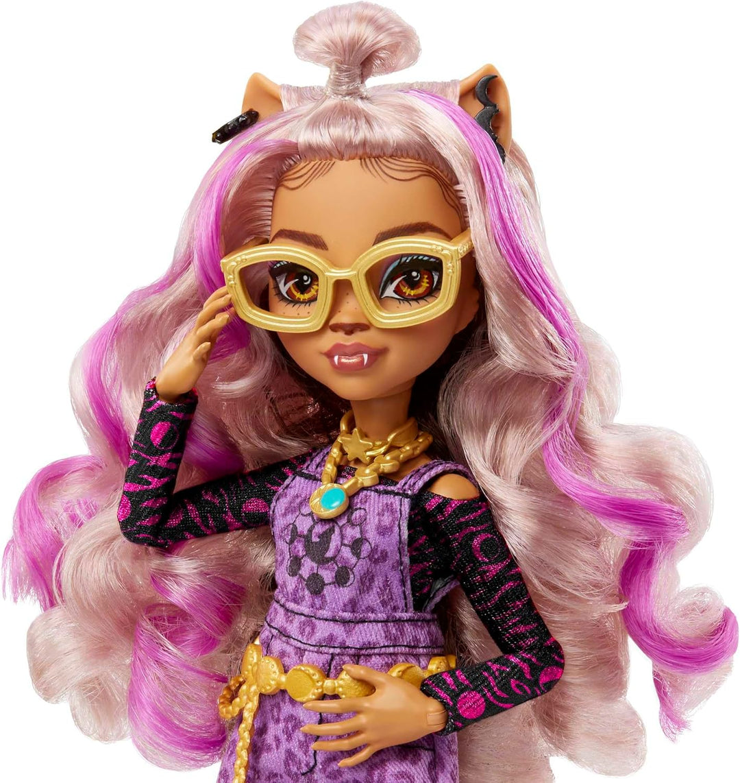 Muñeca Monster High, Clawdeen Wolf con cabello con rayas púrpuras e...