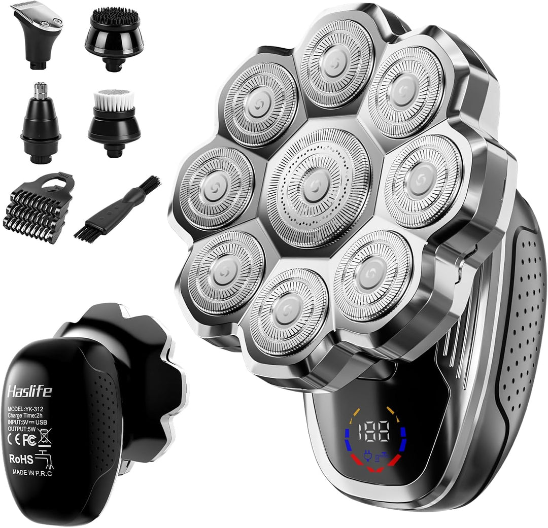 Maquinilla de afeitar eléctrica para hombres, afeitadoras de cabeza...