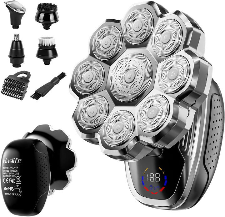 Maquinilla de afeitar eléctrica para hombres, afeitadoras de cabeza...