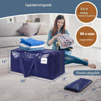 Paquete de 6 bolsas de mudanza grandes extra resistentes con cremallera fuerte y asas cómodas, bolsas de almacenamiento de ropa resistentes y duraderas, cajas de mudanza azules para suministros