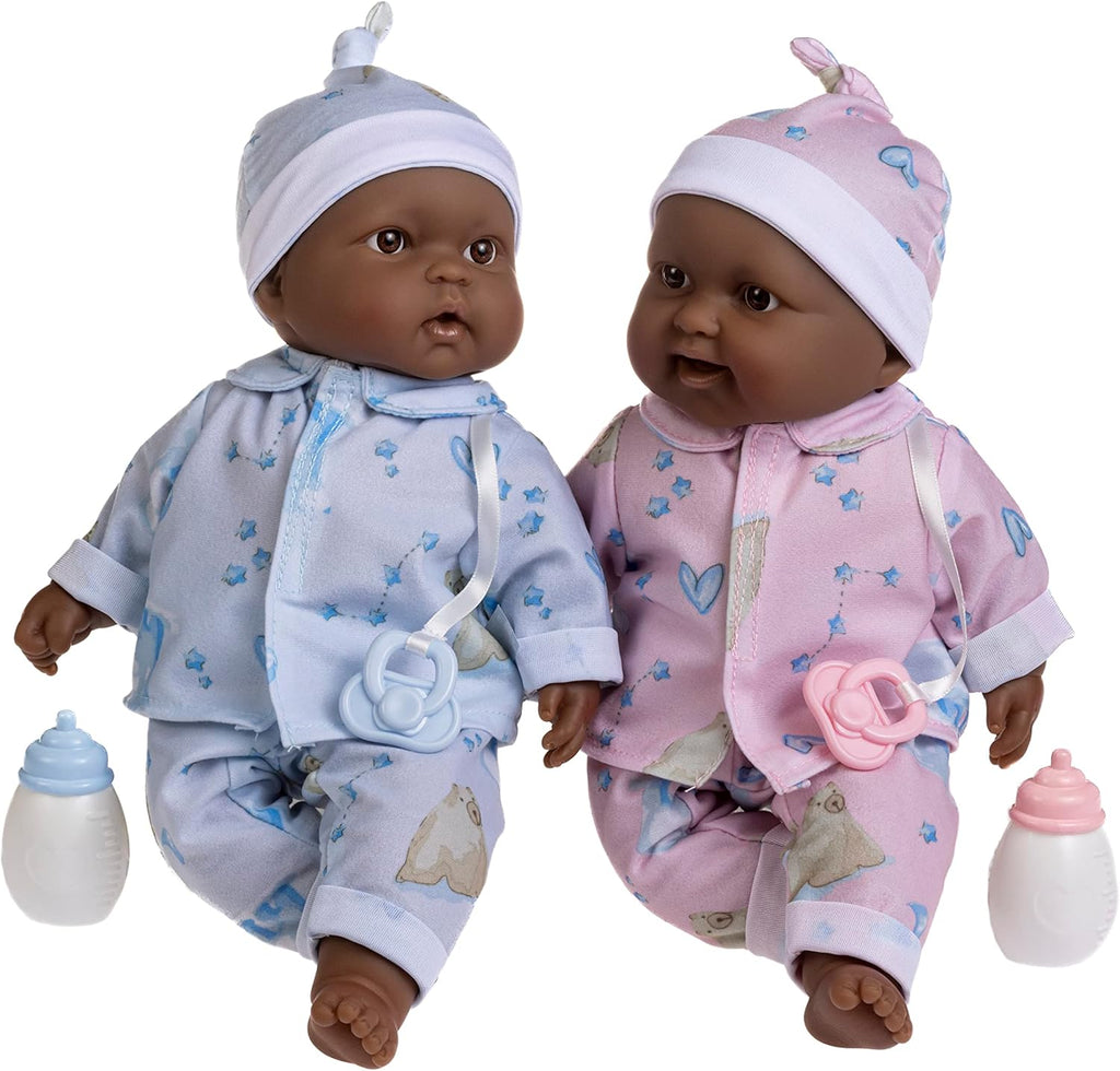 JC Toys Twins Berenguer Boutique - Muñecas de bebé de cuerpo suave realista, Gemelos afroamericanos