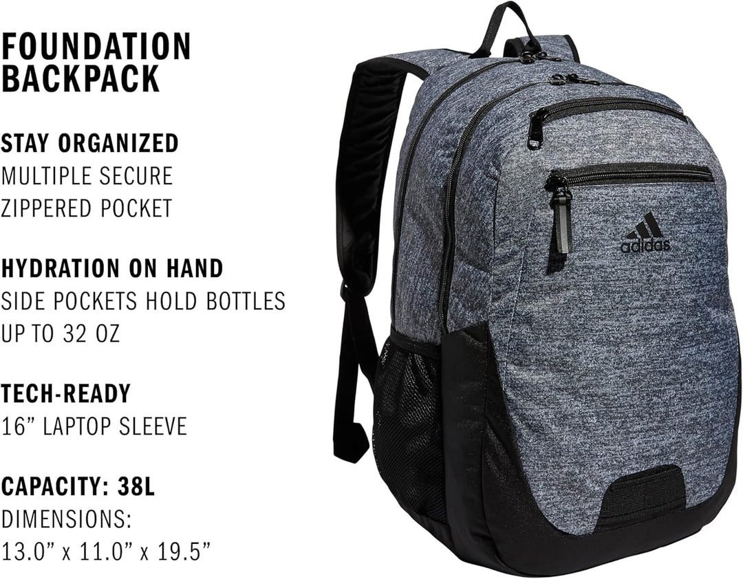 adidas Mochila unisex para laptop, bolsa de gimnasio atlética grand...