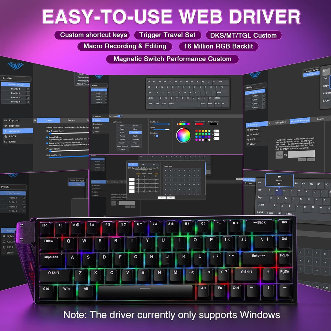 AULA WIN68 HE - Teclado mecánico para juegos 60%, interruptor magné...