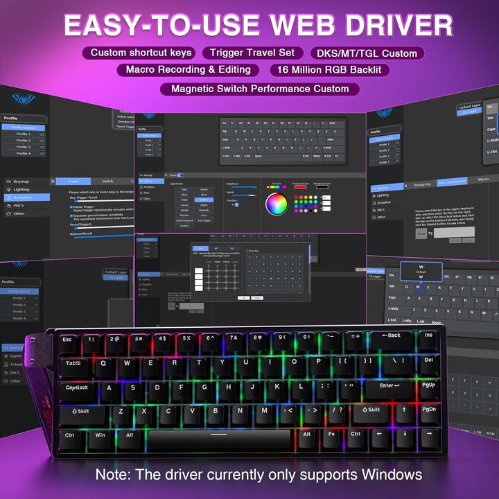 AULA WIN68 HE - Teclado mecánico para juegos 60%, interruptor magné...