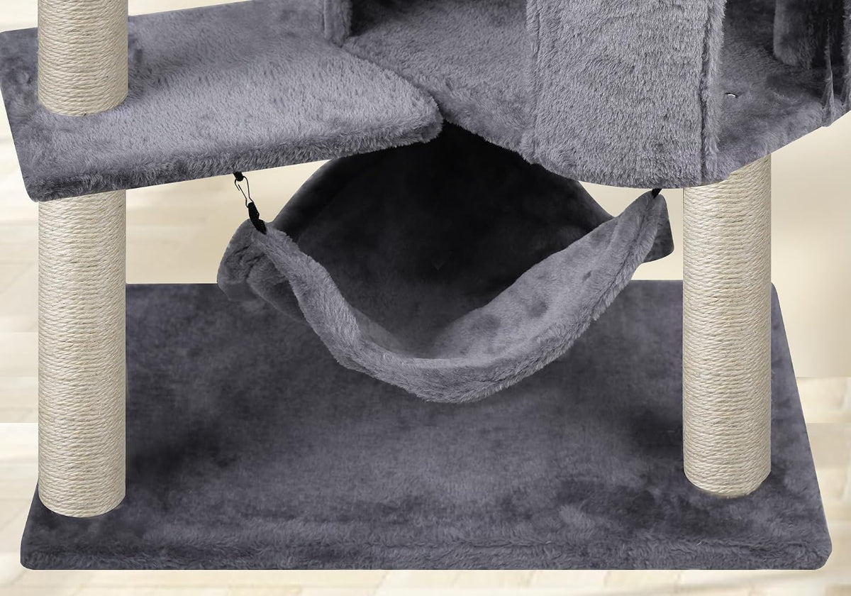 YUNIQUE - Árbol para gatos con condominio y hamaca grande, gris