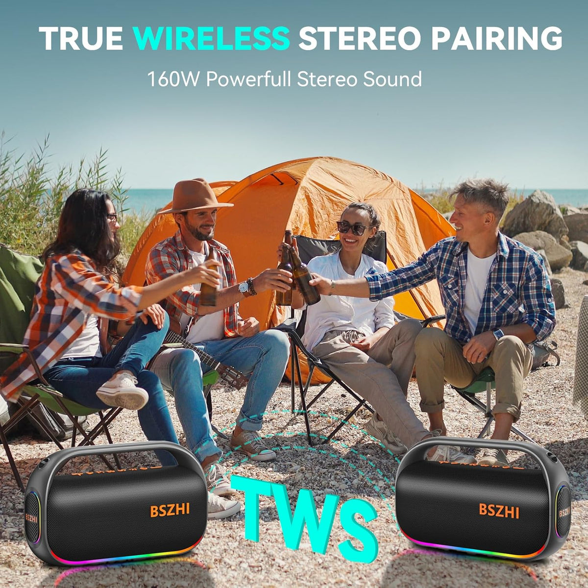 BSZHI Altavoz Bluetooth de 80 W (máximo de 120 W) Fuerte, Altavoces...