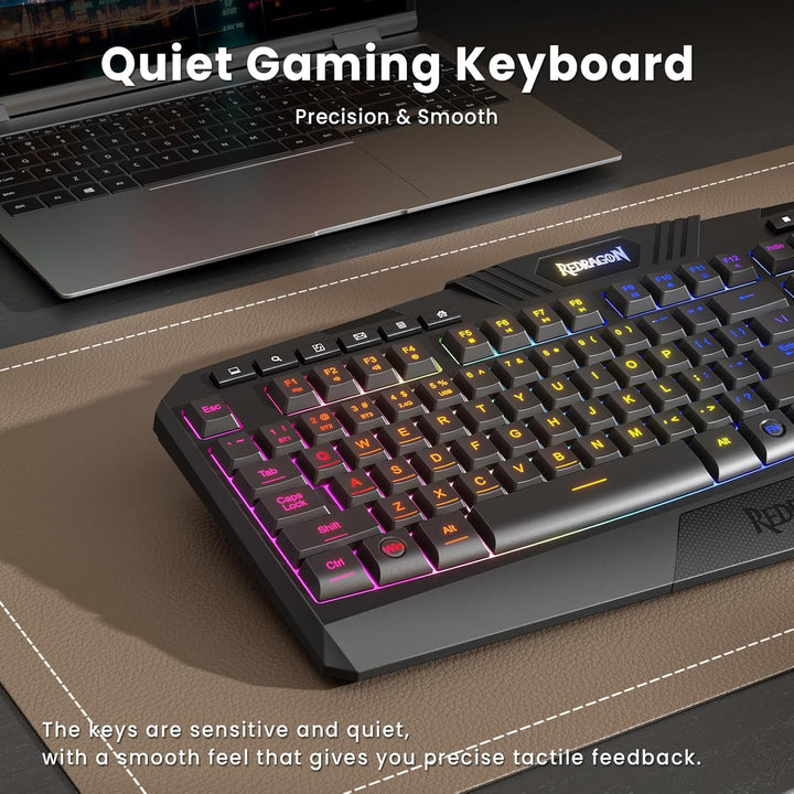 Redragon S101M-KS Combo de teclado y mouse para videojuegos inalámb...