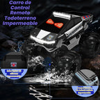 Coche de control remoto de policía con ojos dinámicos LED, autos RC anfibios 1:18, camioneta todo terreno 4WD, camión cibernético impermeable de 2.4 GHz, camión monstruo giratorio de 360°, juguetes