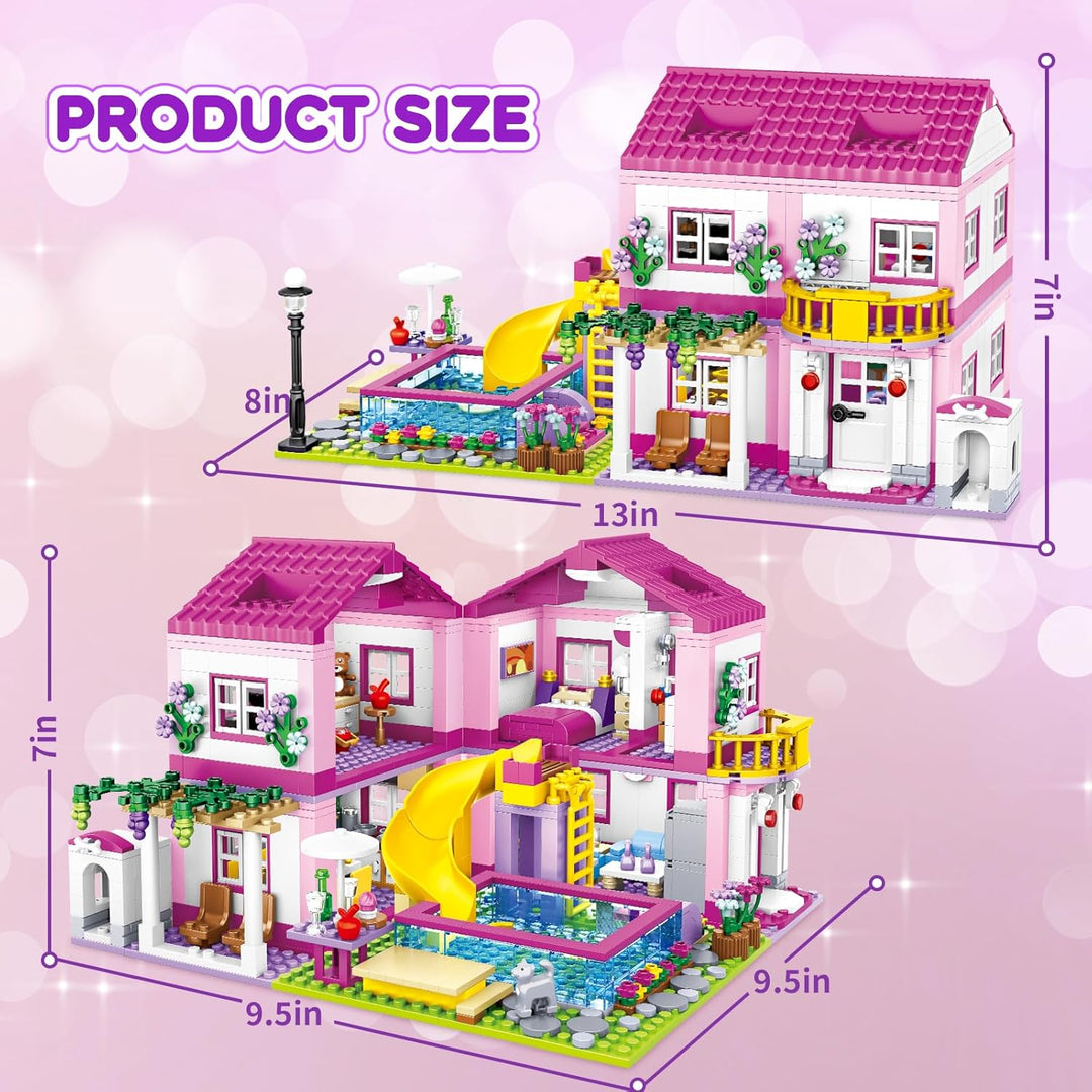 Pink Girls Summer Villa Friends - Juego de construcción