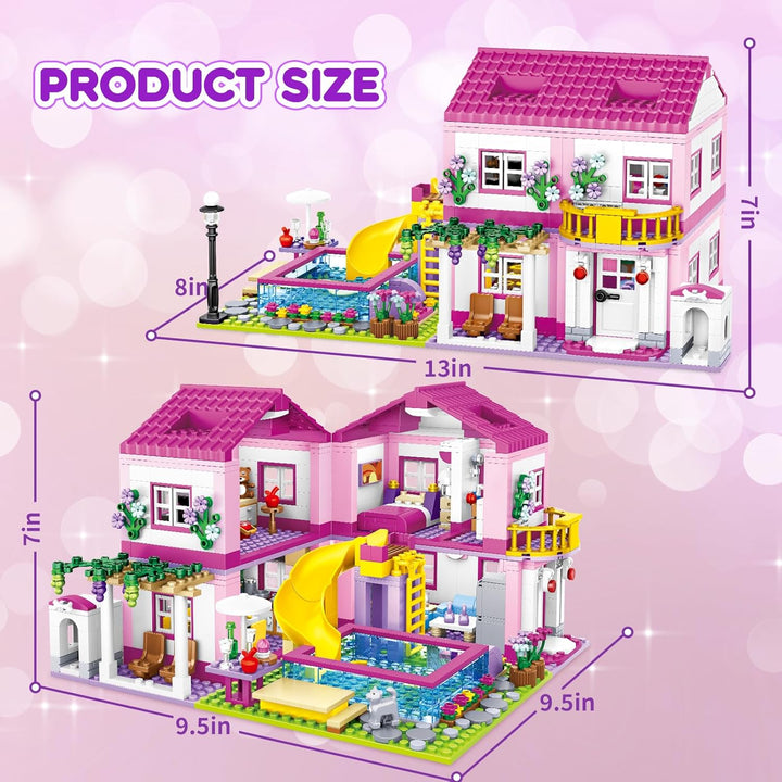 Pink Girls Summer Villa Friends - Juego de construcción