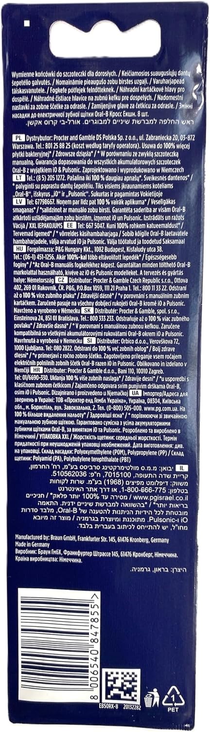 Oral-B CrossAction - Juego de 8 cabezales de repuesto para cepillo...