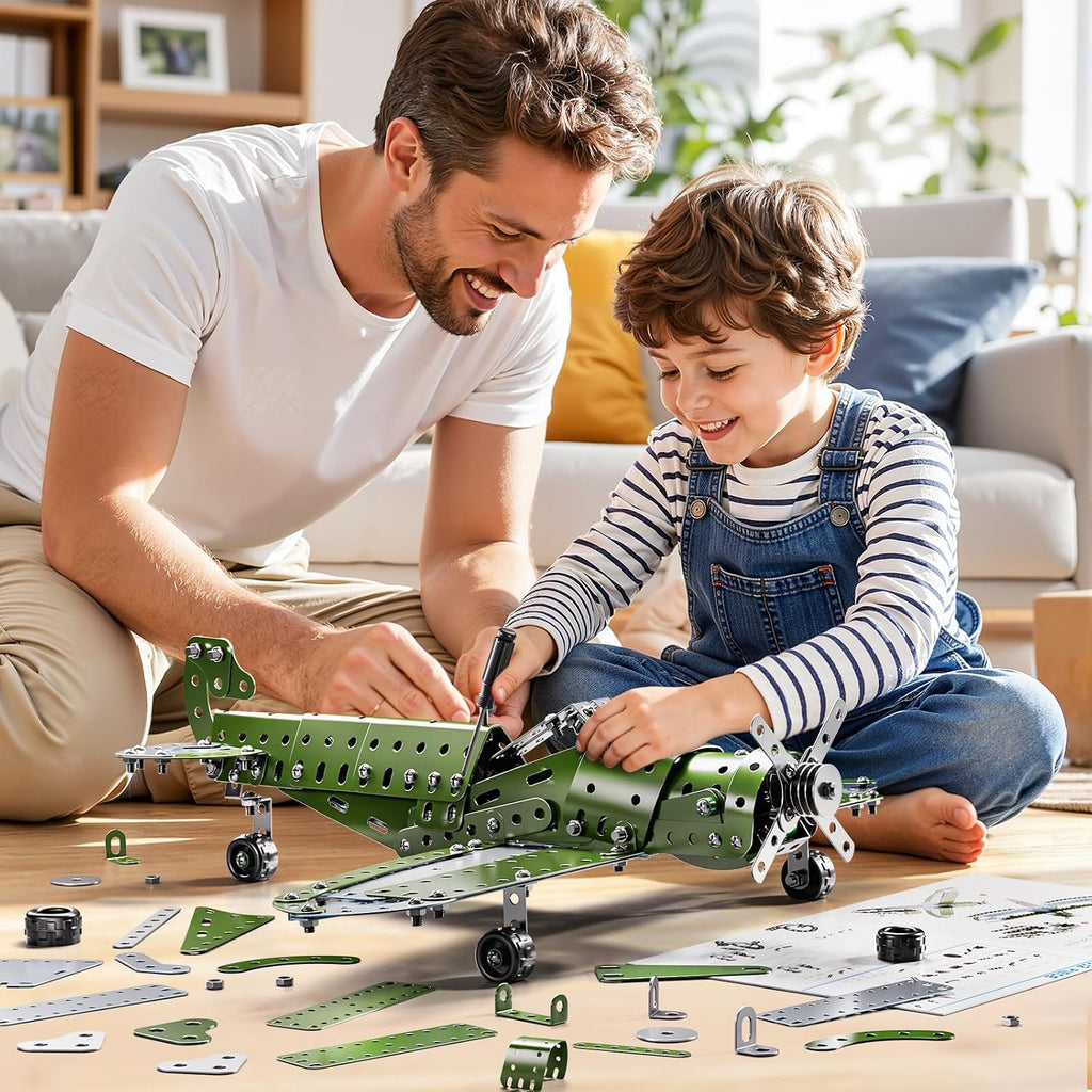 Kits de avión modelo de metal, proyectos STEM para niños de 8 a 12 años, juguetes educativos de construcción, modelo de avión de metal para niños y niñas de 8, 9, 10, 11, 12 años