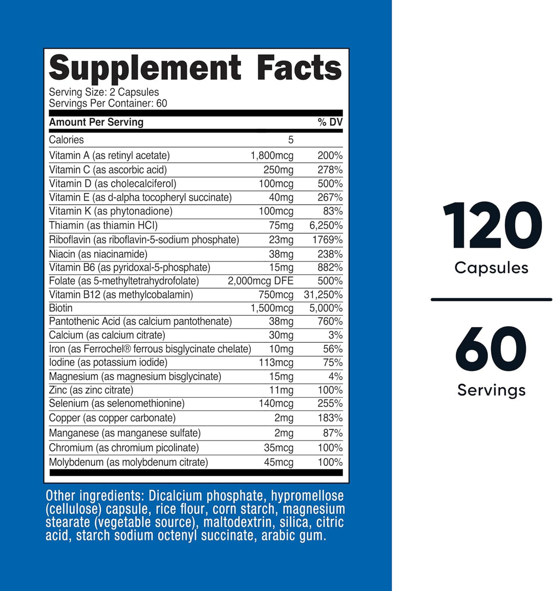 Nutricost Multivitamínico metilado 120 cápsulas, 60 porciones - 23...