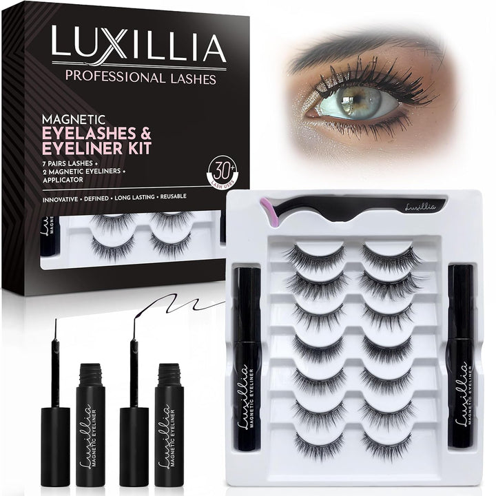 Luxillia Kit de pestañas magnéticas \u2013 10 piezas de pestañas ma...