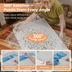 ALL4JIG - Tablero de rompecabezas de plástico giratorio ligero de 1500 piezas con 6 cajones y cubierta, diseño Lazy Susan de 360°, mesa giratoria portátil de 25.98 x 34.25 pulgadas para adultos