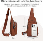 befen Bolso bandolera pequeño de cuero genuino para mujer, antirrobo, bolsa cruzada para el pecho, riñoneras para viajes con ranuras para tarjetas RFID