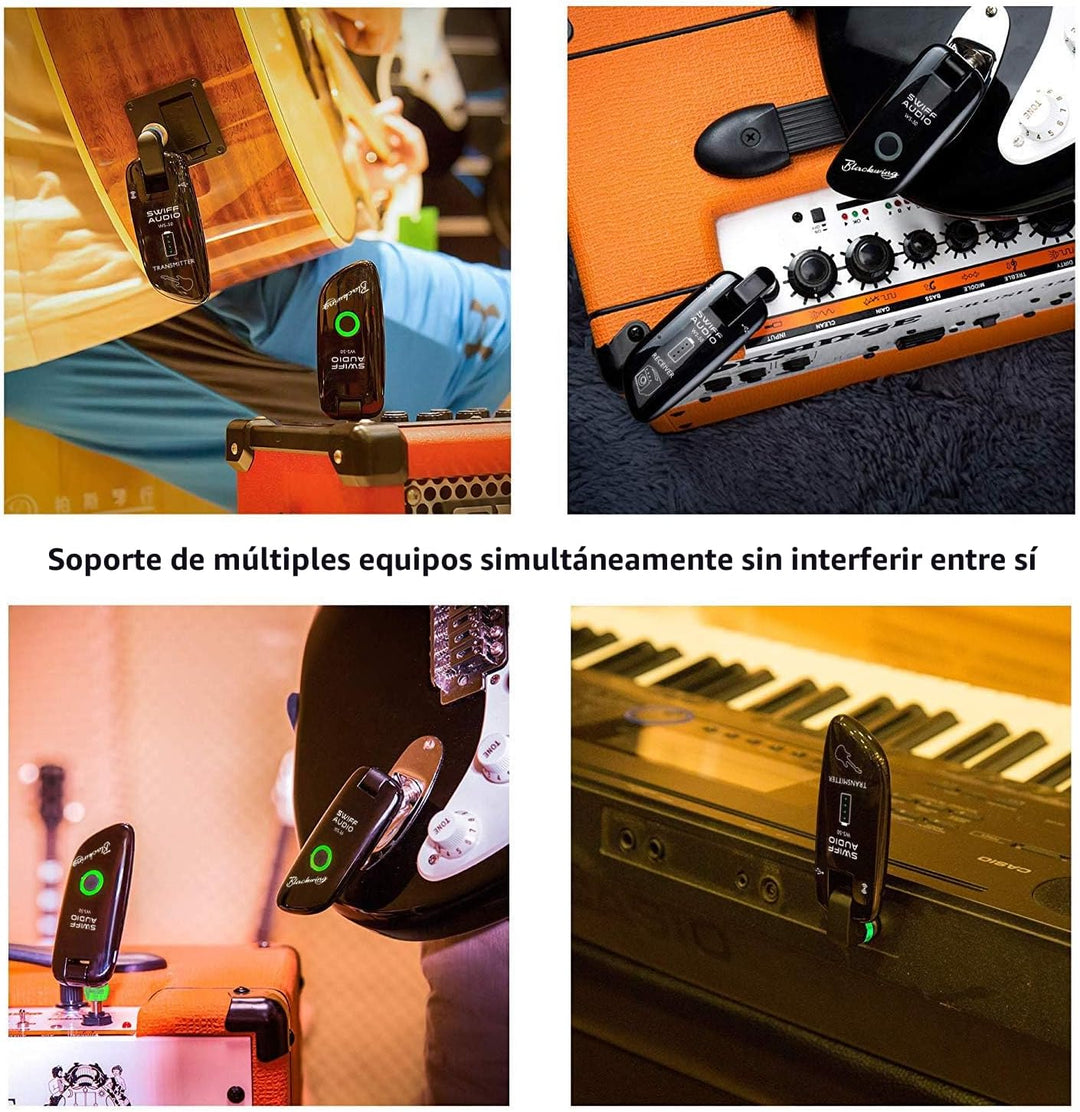 Sistema de Guitarra Inalámbrica SWIFF Recargable Transmisor Recepto...