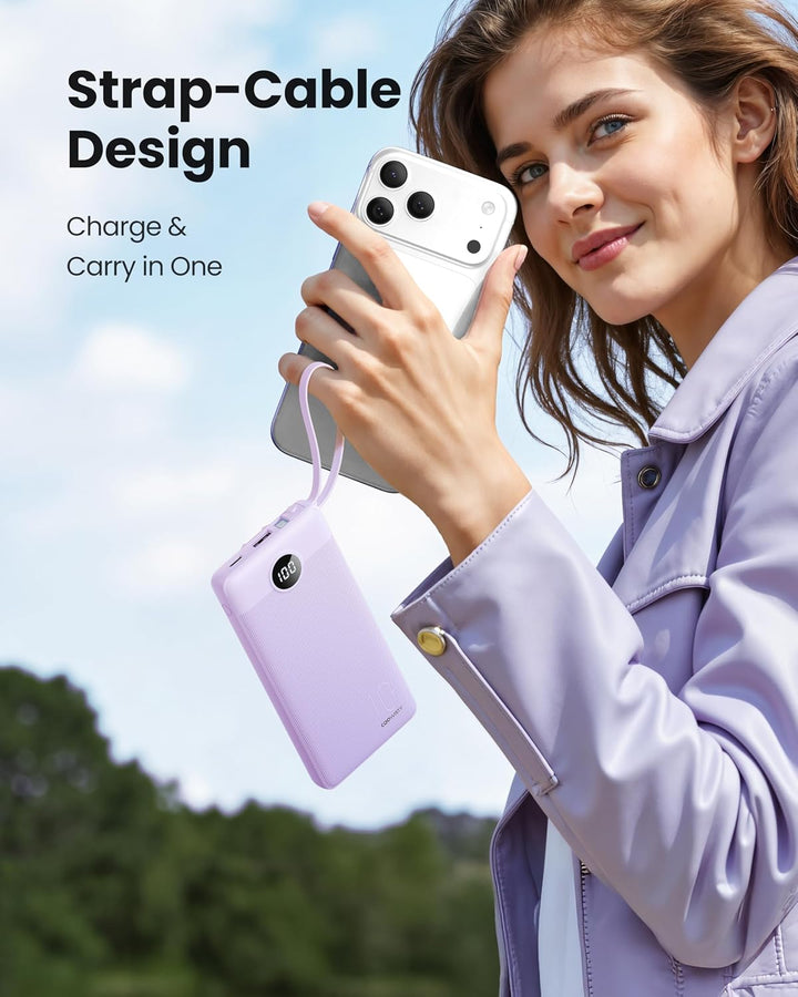 Coowisty Cargador portátil con cables incorporados, banco de energí...