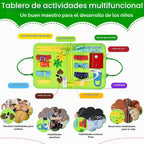 Juguetes Montessori de tablero ocupado, regalos de cumpleaños para niños y niñas, juguete de viaje sensorial para autismo, tablero de libros ocupados para actividades educativas, juguetes de aprendizaje de habilidades motoras finas, color verde