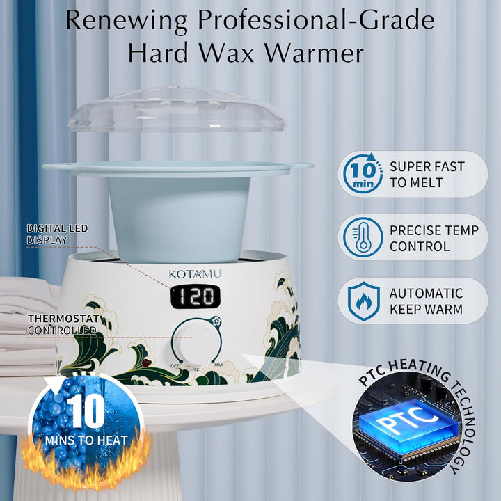 Kit de depilación KOTAMU para mujeres y hombres, calentador de cera...