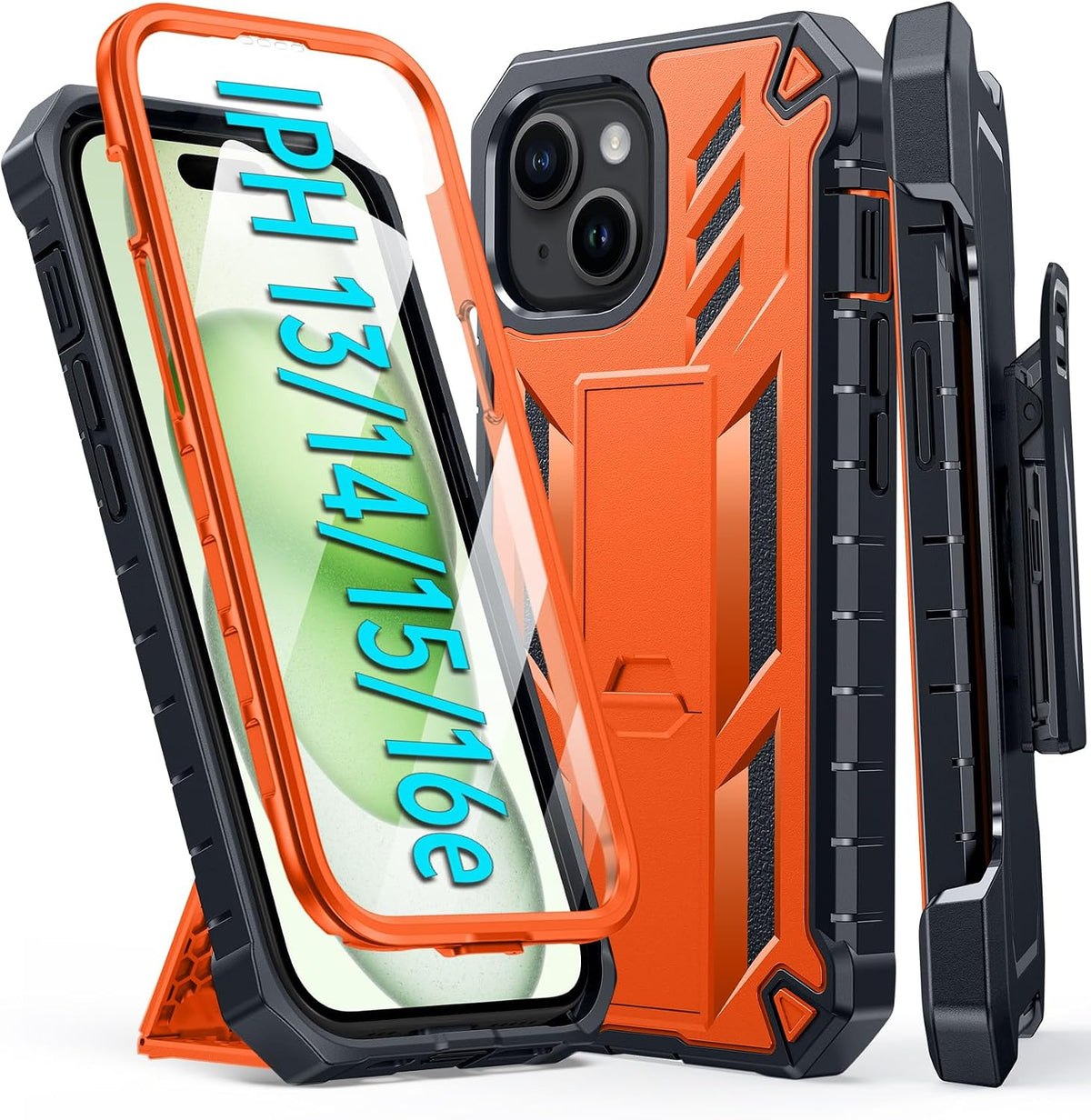 FNTCASE Funda para iPhone 15 con clip para cinturón y protector de pantalla