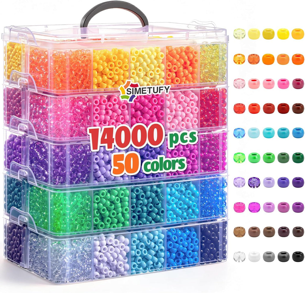 14000 cuentas de poni a granel, 50 colores para hacer pulseras