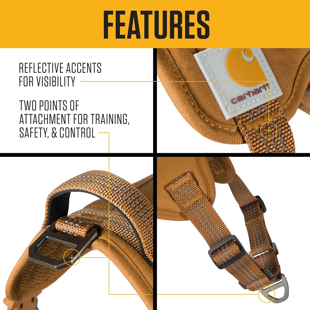 Carhartt Arnés para Perro de Nylon Duck Sin Tirones, Totalmente Ajustable con Mango de Control Rápido y Acentos Reflectantes, Vino Profundo, Pequeño