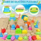 RACPNEL Juguetes de playa con cubos plegables, kit de castillo de arena