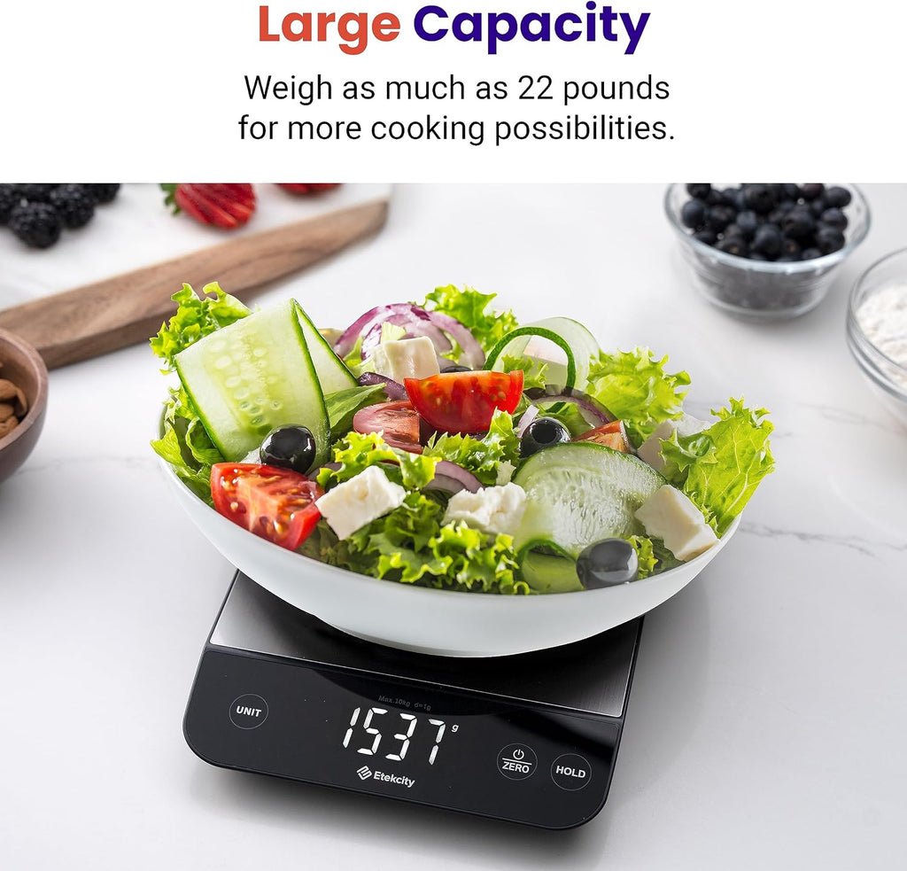 Etekcity Báscula de cocina de alimentos de 22 libras, recargable por USB