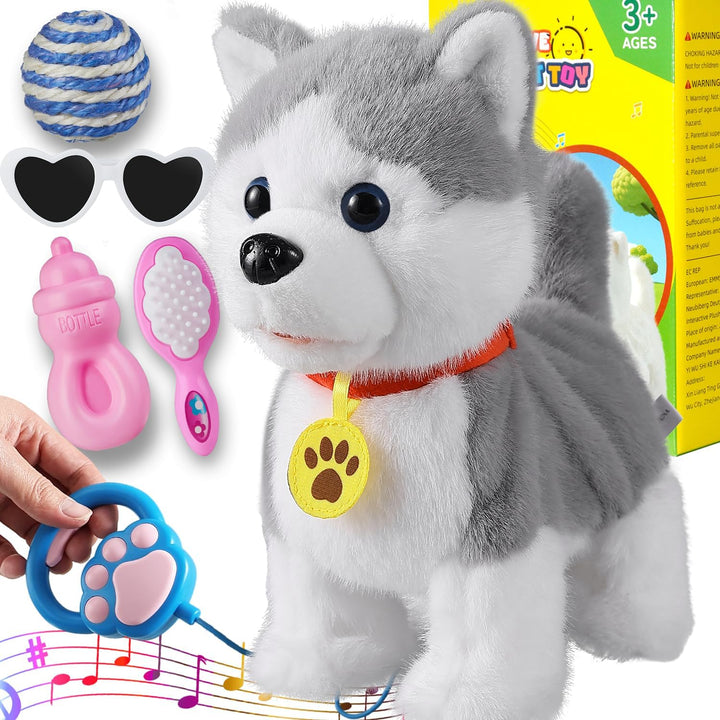 Marsjoy Husky Perro Caminante que Ladra para Niños Cachorro Robot M...