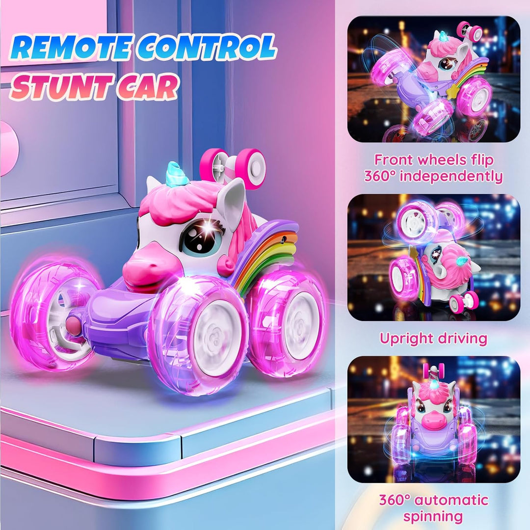 Motivekit Coche de juguete a control remoto de unicornio para niña,...