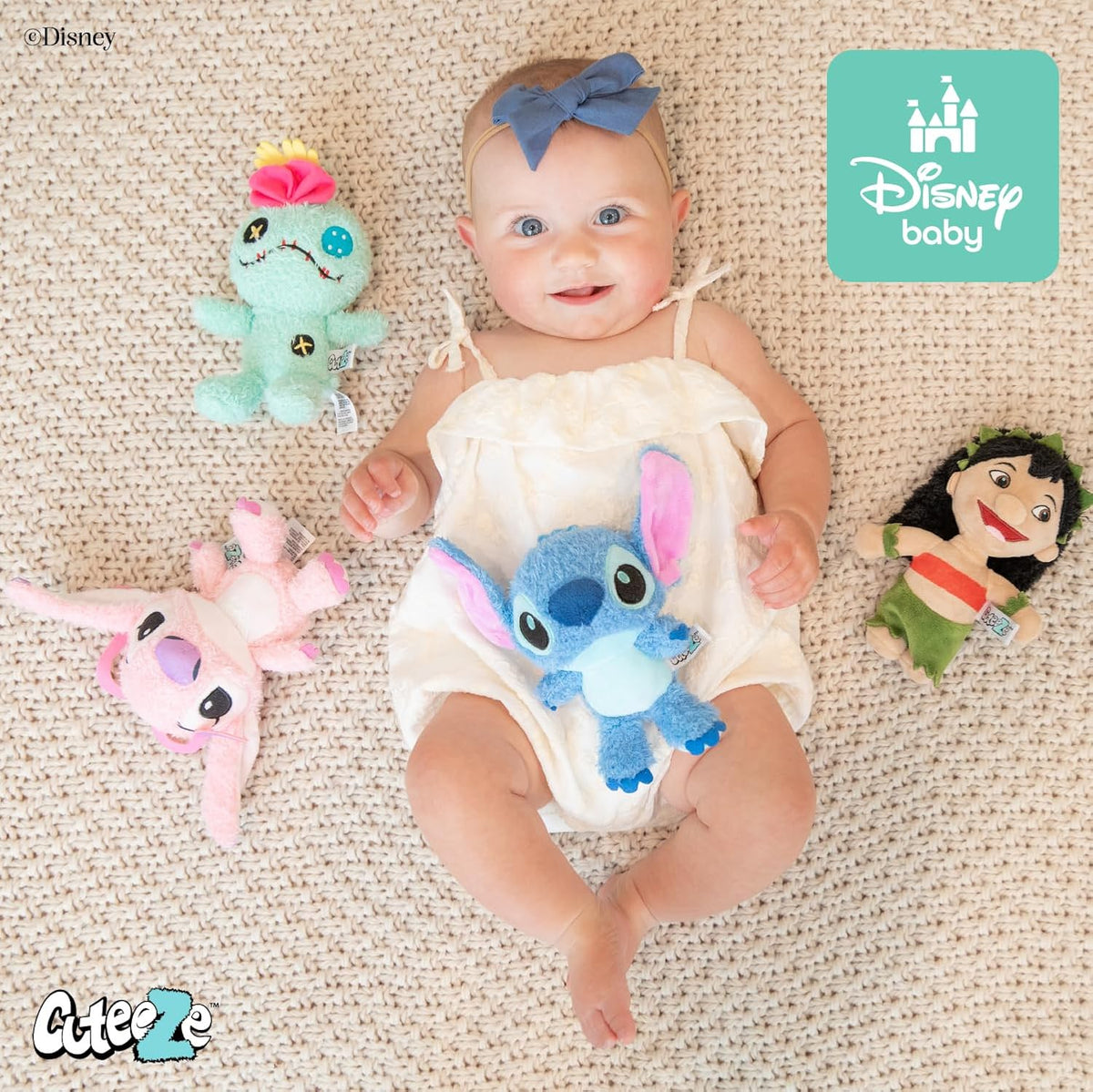 Kids Preferred Disney Baby Lilo & Stitch - Juego de regalo de peluche de 4 piezas Cuteeze