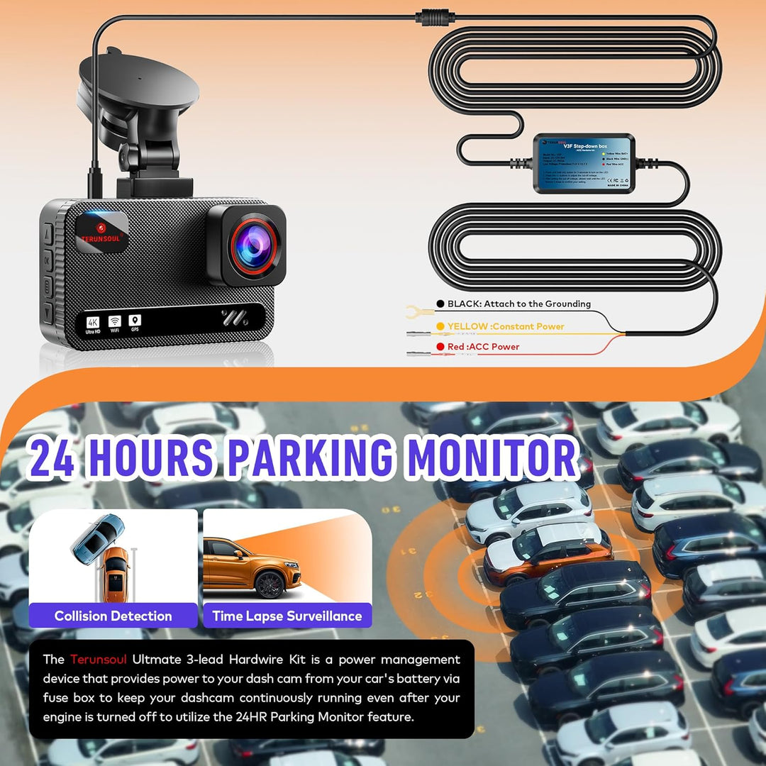 TERUNSOUl Dash Cam Acc Kit de cableado de varios tamaños