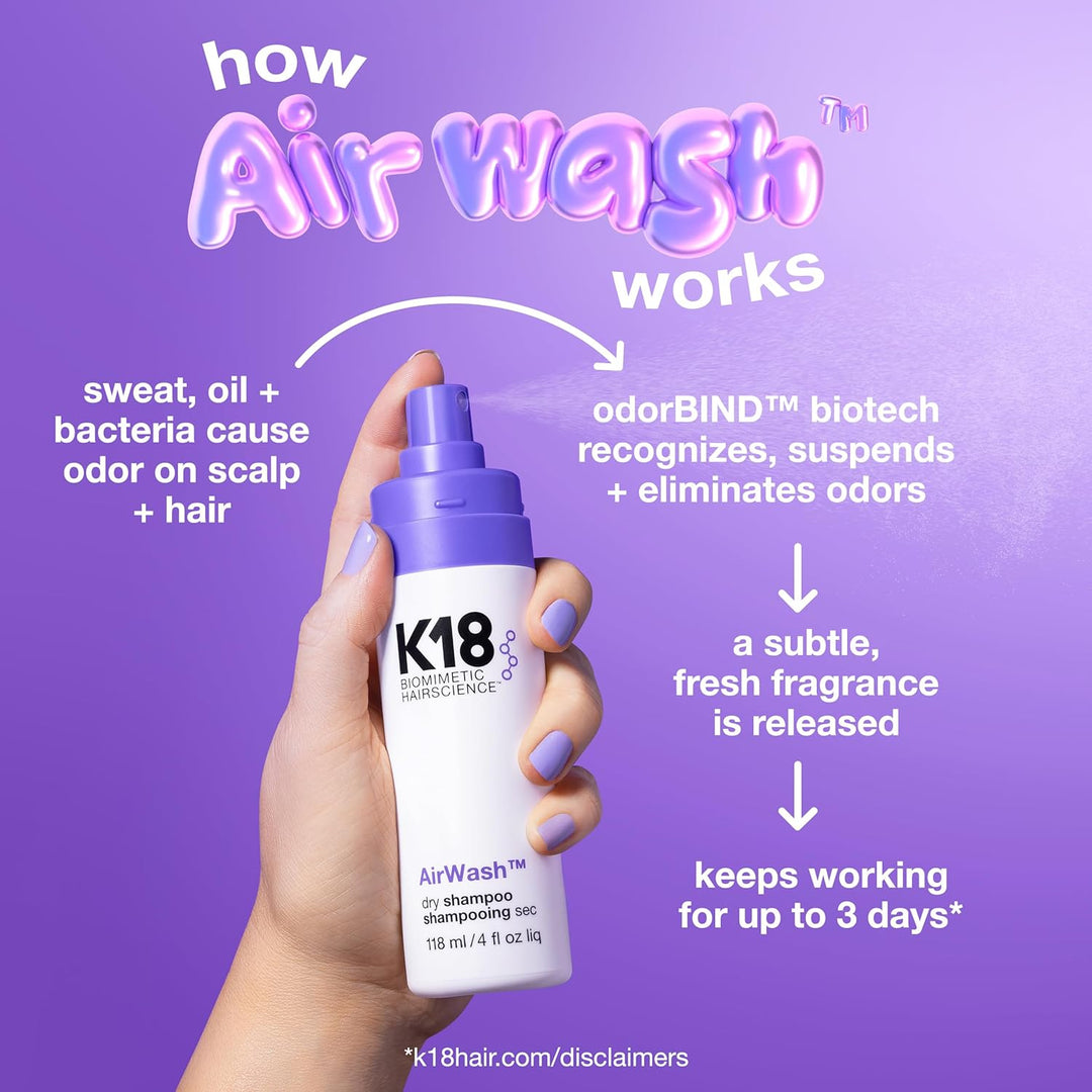 K18 AirWash™ Dry Shampoo, Non-Aerosol, Balances Scalp &amp; Control...
