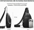 befen Bolsos cruzados pequeños antirrobo de cuero genuino negro para las