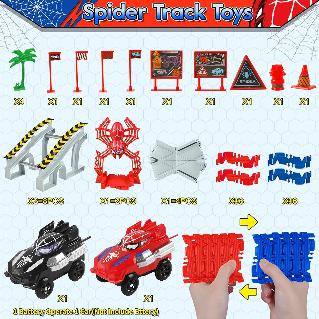 Juguetes de Spider para niños de 4 a 6 años, pista de carreras de 2...