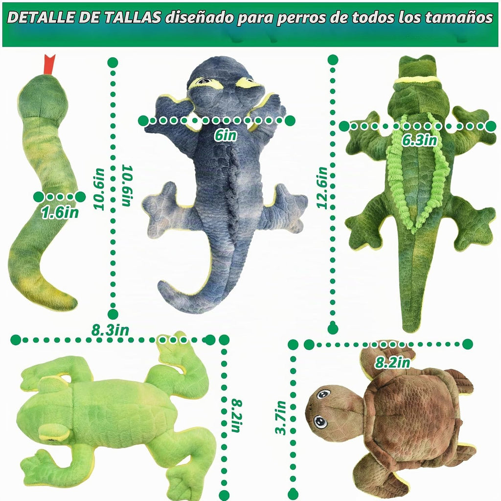 LECHONG Juguetes de Animales de Peluche para Perros, Paquete de 5 Juguetes Resistentes con Sonido para Perros, Surtido de Juguetes de Peluche, Paquete de Juguetes para Mascotas de Gran Valor, Serie