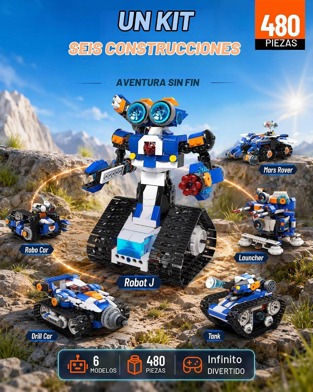 Apitor STEM Coding Robot Toy 6-en-1 Building Kit para niños de 8-12 años 480 Bloques