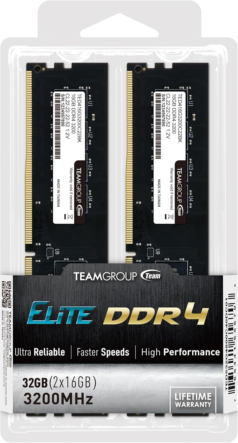 TEAMGROUP Elite DDR4 Kit de 32 GB (2 x 16 GB) 3200 MHz PC4-25600 CL...
