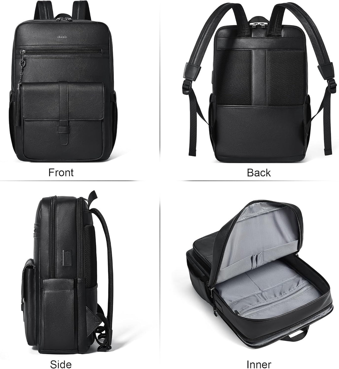 Shrrie Mochila para portátil de cuero vegano de 16 pulgadas con car...