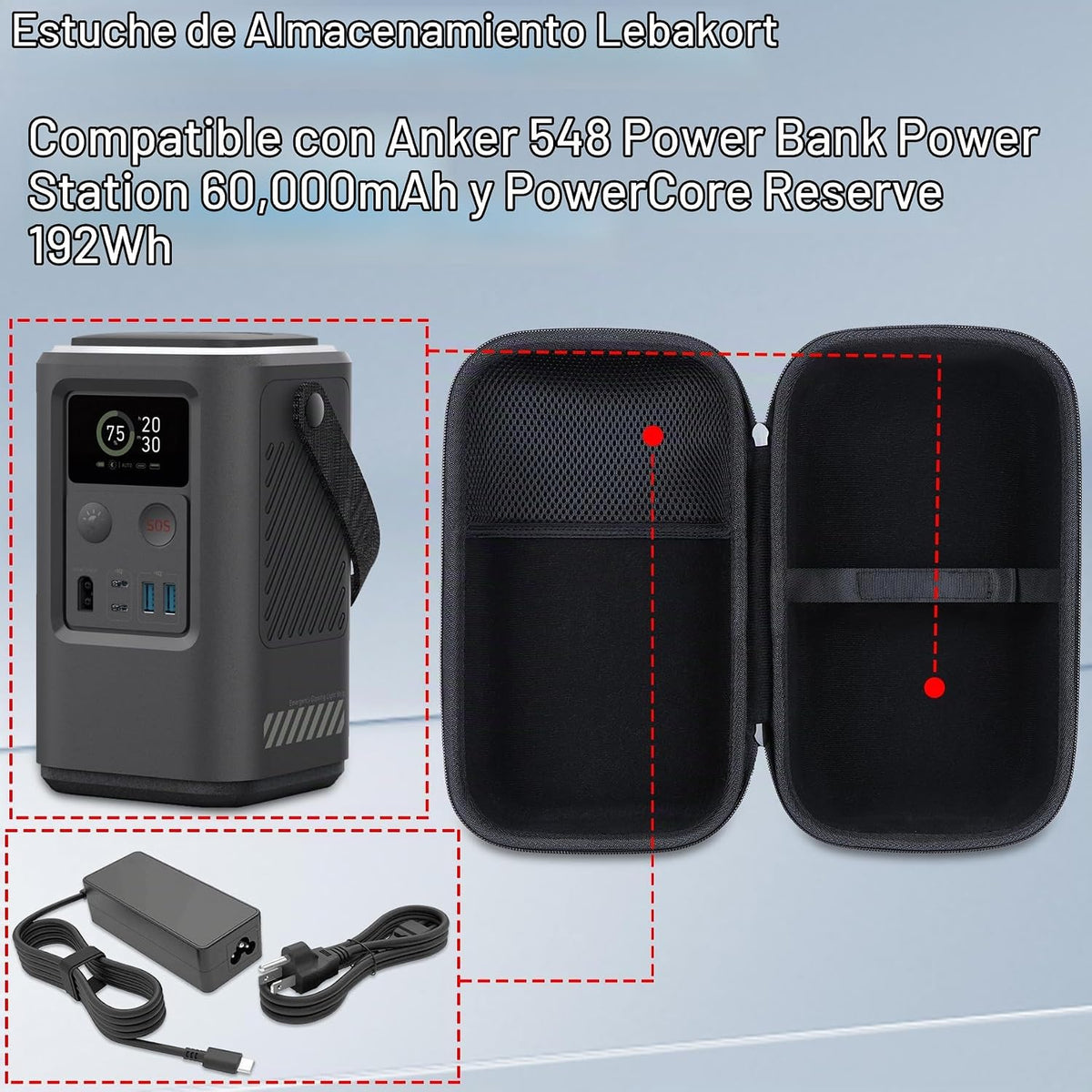 Lebakort Funda de almacenamiento compatible con la estación de energía Anker 548, Estuche negro