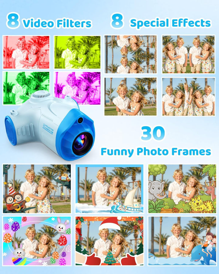 Cámara para niños con proyector, videocámara de video digital 1080P...
