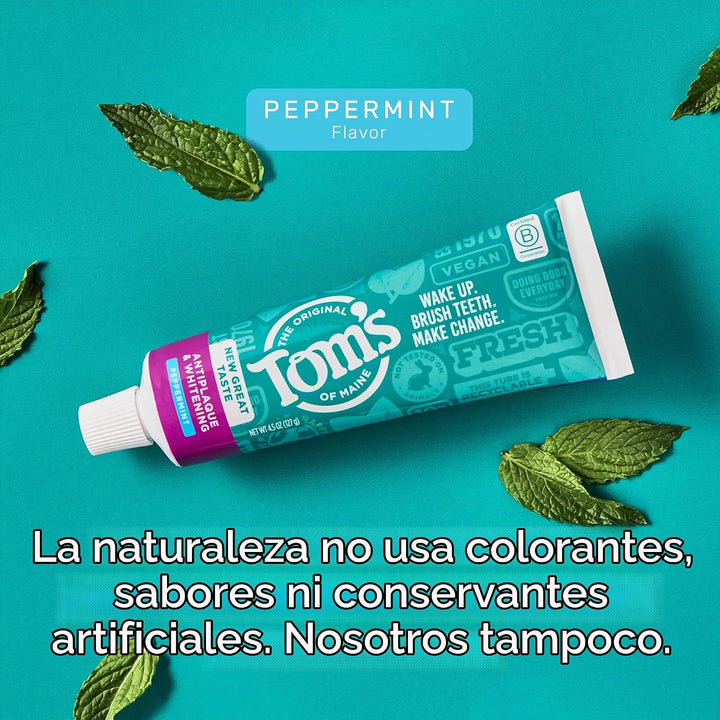 Pasta dental sin fluoruro de blanqueamiento y antiplacas de Tom's o...
